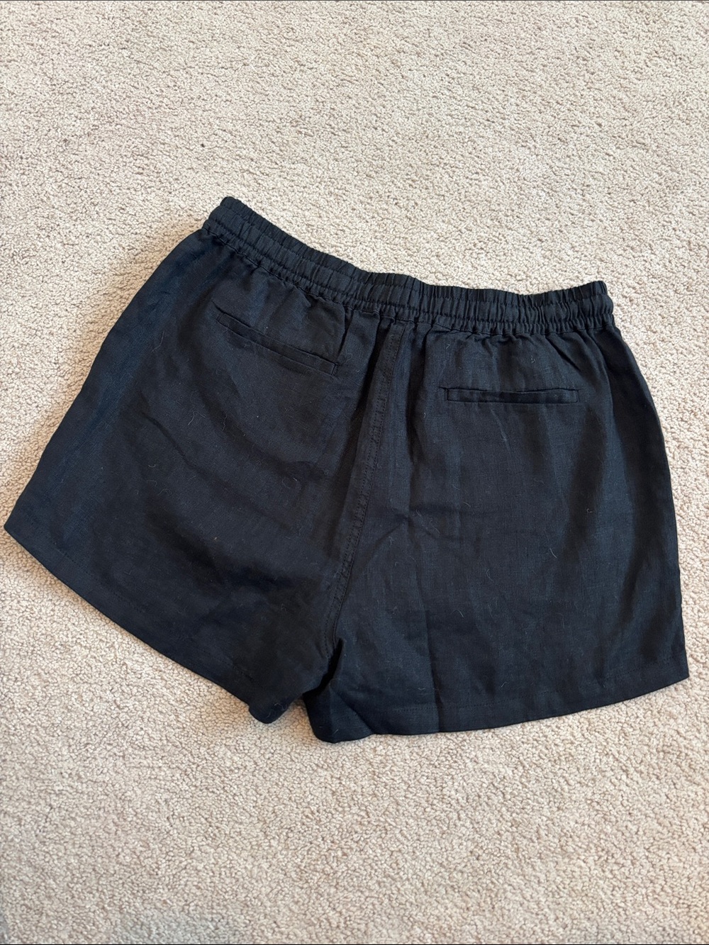 Quince European Linen Black High-Waist Drawstring Women’s Shorts - Picture 7 of 7